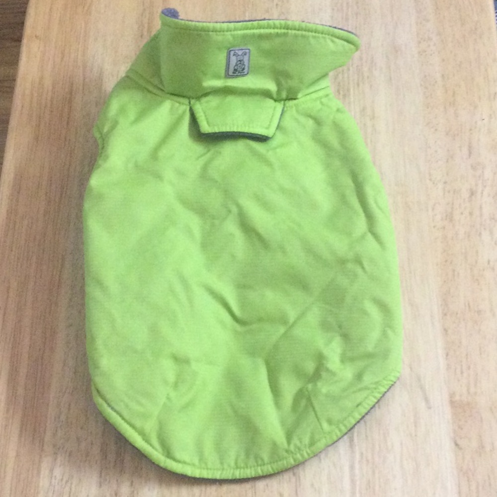 🌞 RC Pets jacket rain coat warm neon green velcro hole for leash for small dogs